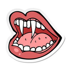 sticker of a cartoon vampire mouth