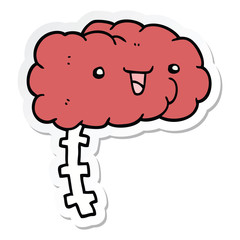 sticker of a happy cartoon brain