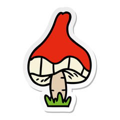 sticker cartoon doodle of a single mushroom