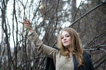 witch in a winter forest