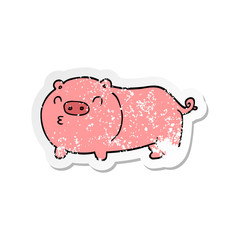 distressed sticker of a cartoon pig