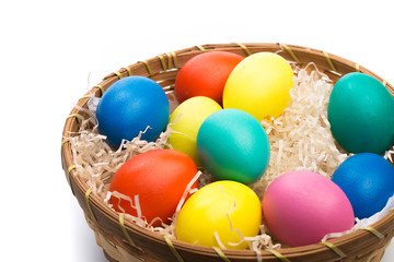 Obraz na płótnie Canvas easter eggs in basket