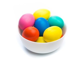 easter eggs in white bowl