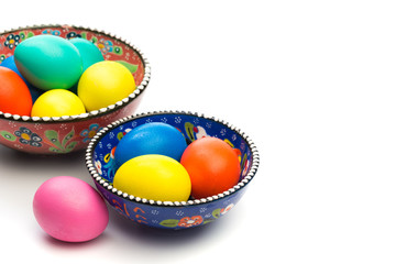 easter eggs in painted plate