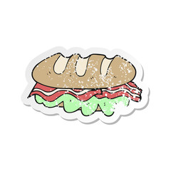 retro distressed sticker of a cartoon huge sandwich