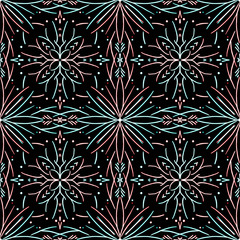 Glow in the dark floral conceptual seamless pattern