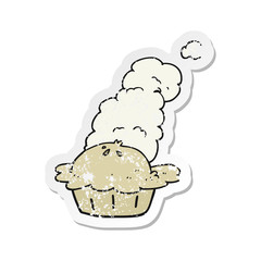 retro distressed sticker of a cartoon hot pie