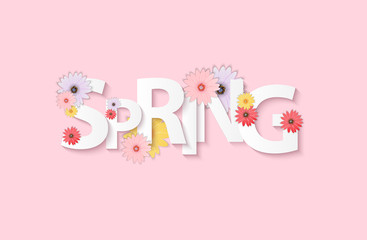 Obraz na płótnie Canvas Hello Spring Banner Greetings Design Background with Colorful Flower Elements. Vector illustration