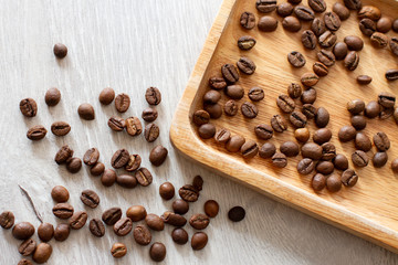 coffee beans on wooden background