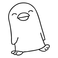 quirky line drawing cartoon penguin