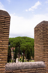 Italy, Rome, Castel Sant Angelo, Mausoleum of Hadrian, a path with grass and trees