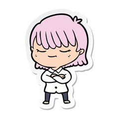 sticker of a cartoon woman