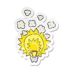 retro distressed sticker of a cartoon light bulb shining