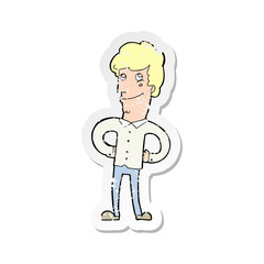 retro distressed sticker of a cartoon happy man