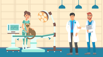 Vet Appointment Flat Vector Color Illustration