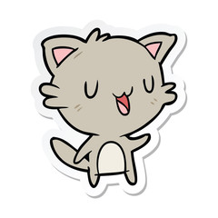 Fototapeta na wymiar sticker of a cartoon happy cat