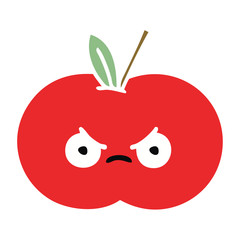 flat color retro cartoon red apple