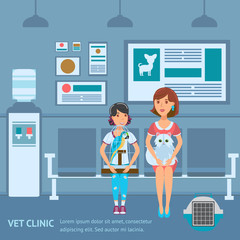 Vet Clinic Queue Web Banner Vector Color Template