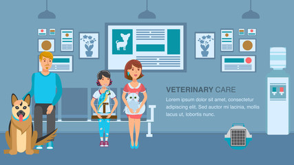 Vet Clinic Queue Banner Vector Color Template