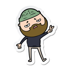 sticker of a cartoon worried man with beard