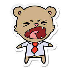 sticker of a angry cartoon bear