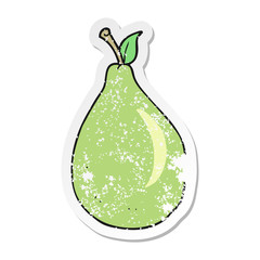 retro distressed sticker of a cartoon pear