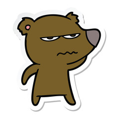 sticker of a angry bear cartoon