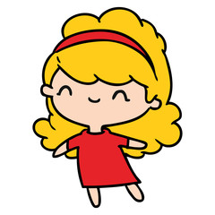 cartoon kawaii girl with head band
