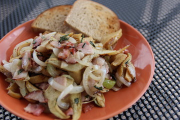 Food from mushrooms harvested in the woods.