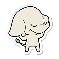 sticker of a cartoon smiling elephant