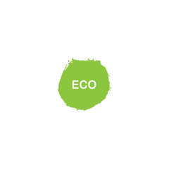Eco vector icon. Ecology flat vector sign. eco on green ink spot dot