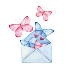 Watercolor card with butterflies