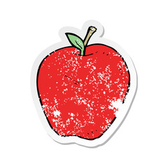 retro distressed sticker of a cartoon apple