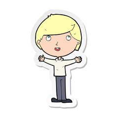 sticker of a cartoon happy boy