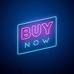 Buy Now neon sign. Vector illustration
