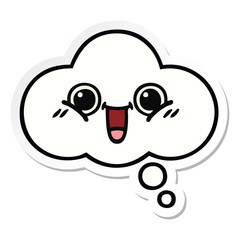 sticker of a cute cartoon thought bubble