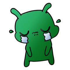 gradient cartoon of cute sad alien