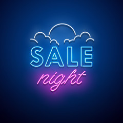 Sale Night neon sign. Vector illudtration.