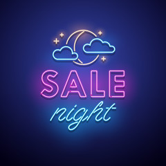 Sale Night neon sign. Vector illudtration.