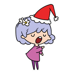 christmas cartoon of kawaii girl