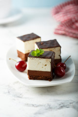 Chocolate vanilla souffle cake