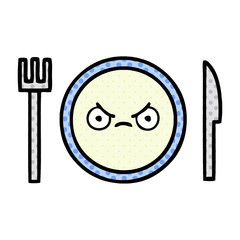 comic book style cartoon dinner plate