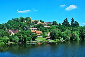 Fototapeta na wymiar Czech Republic-view on the river Labe and town Tynec nad Labem