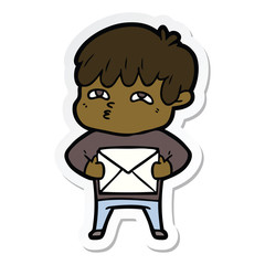 sticker of a cartoon curious man