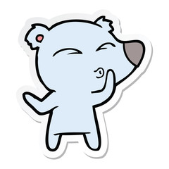Obraz premium sticker of a cartoon whistling bear