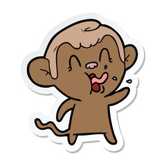 Obraz na płótnie Canvas sticker of a crazy cartoon monkey