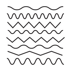 set of zigzag and wave borders. Waves outline icon. Wave thin line symbol