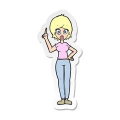 sticker of a cartoon woman explaining her point