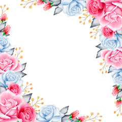 elegant floral frame with watercolor flowers
