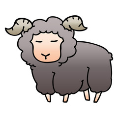 quirky gradient shaded cartoon ram